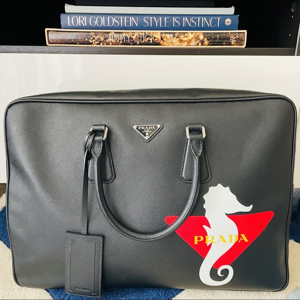 PRADA Runway Seahorse Saffiano Leather Briefcase Men’s Bag